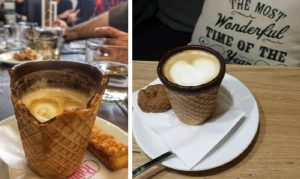 Η πρώτη καφετέρια στην Ελλάδα που σερβίρει ροφήματα σε «γκοφρετένιο» ποτήρι! (video+photos)