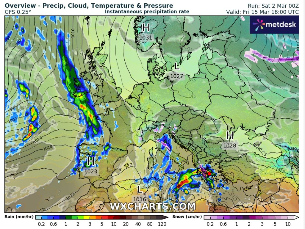 Κακοκαιρία και κρύο η πρώτη εικόνα από το GFS για τις Απόκριες