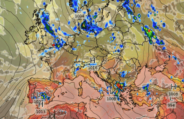 Καιρός 27-7: Ταύτιση GFS με ECMWF! Βροχές και καταιγίδες την Πέμπτη