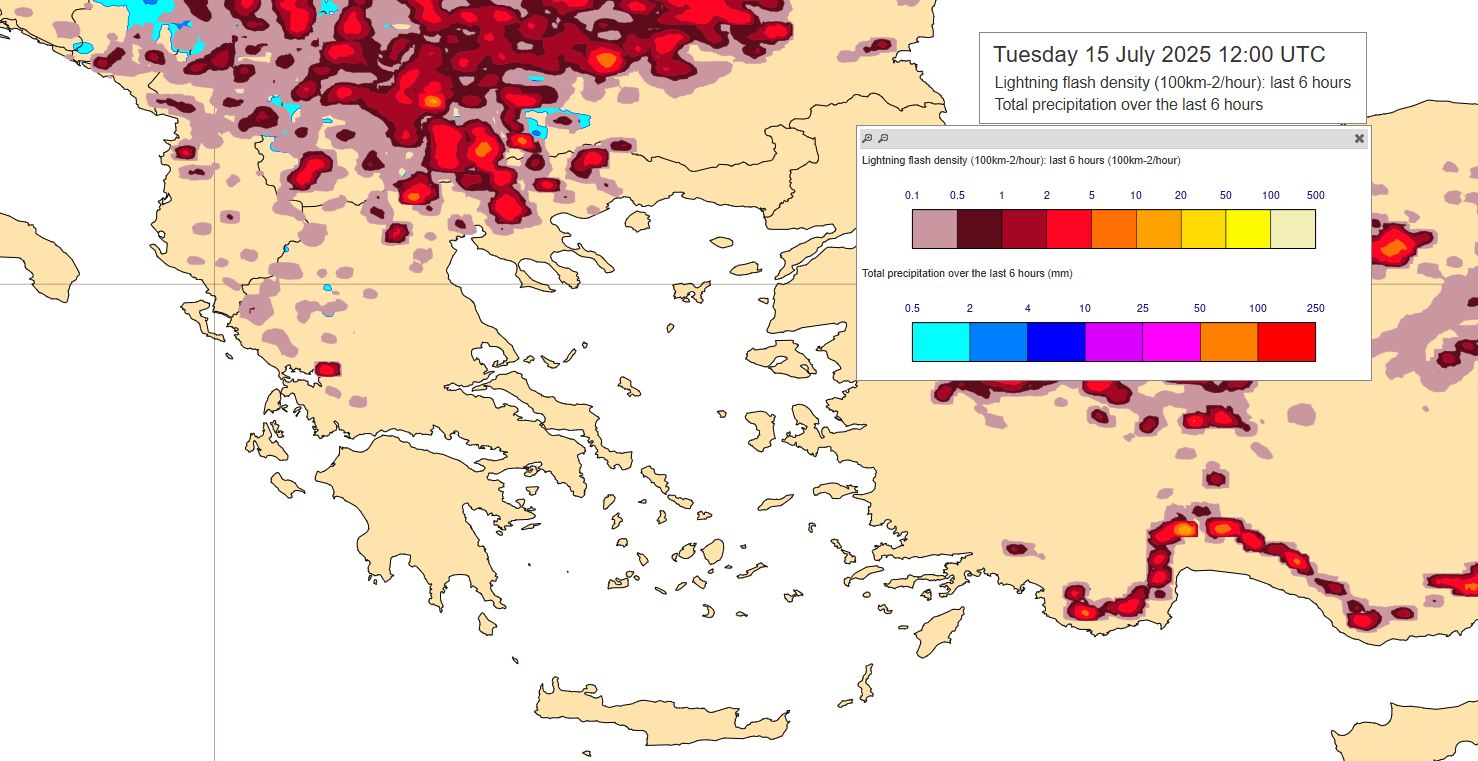 Καιρός 15-7: Προειδοποίηση Κολυδά για ξηρές καταιγίδες σήμερα