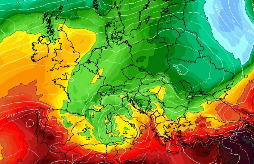 Καιρός: Τρελά πράγματα GFS. Καύσωνα το πρωί, ψυχρή εισβολή το μεσημέρι (vid)