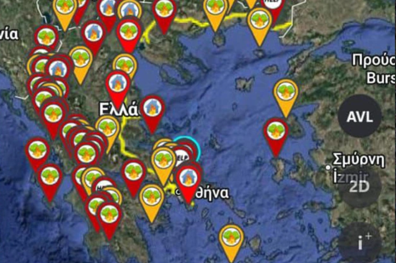Φωτιά τώρα: Η Ελλάδα στις φλόγες -Χάρτες με τα ενεργά μέτωπα