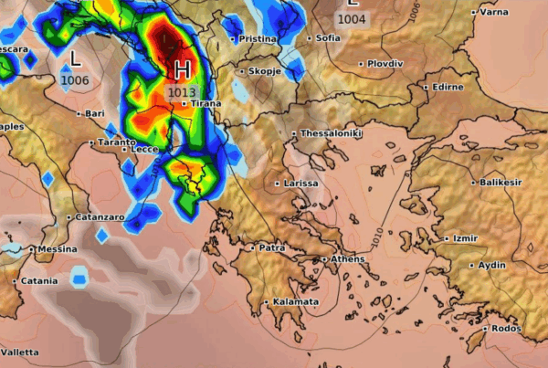 Καιρός 29-8: Νέα δεδομένα GFS -Η πορεία της καταιγίδας του Σαββάτου
