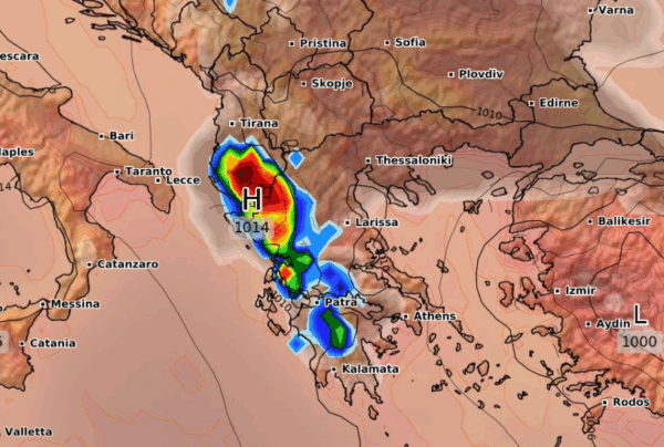 Καιρός 3-9: Ανανέωσε το GFS με ισχυρό πυρήνα καταιγίδων την Πέμπτη (vid)