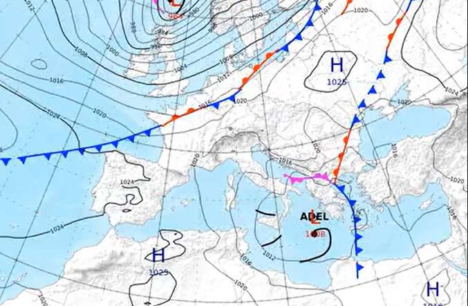 Καιρός 26-11: Νέα προειδοποίηση Τσατραφύλλια για το βαρομετρικό χαμηλό Adel