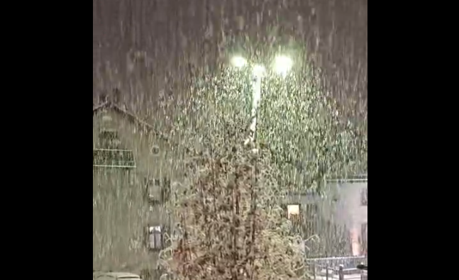 Απολαυστική νυχτερινή χιονόπτωση στο Λιβίνιο (vid)