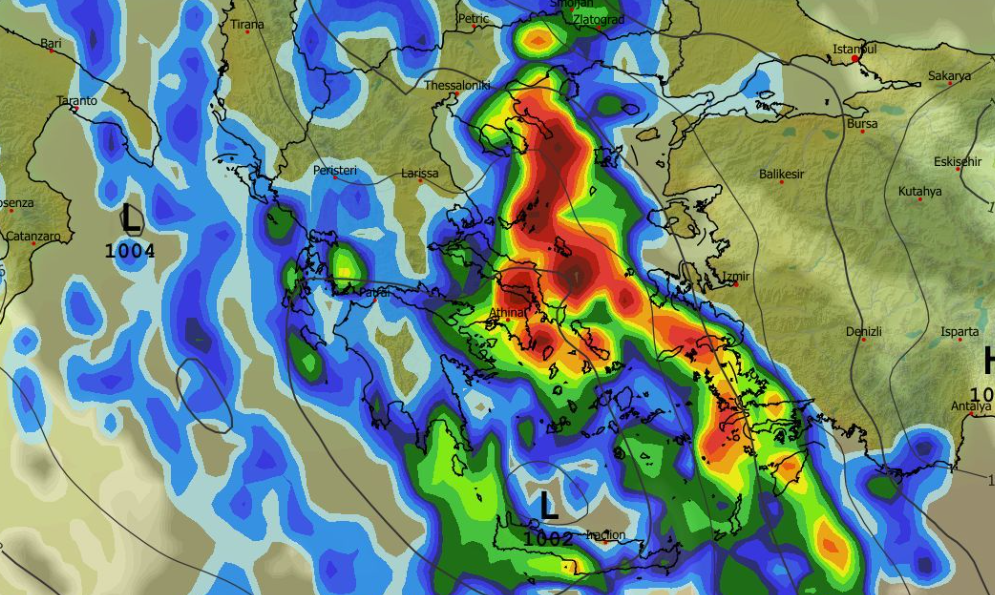 Κακοκαιρία Byron: Πρωινά δεδομένα GFS – Καρέ – καρέ η πορεία της καταιγίδας