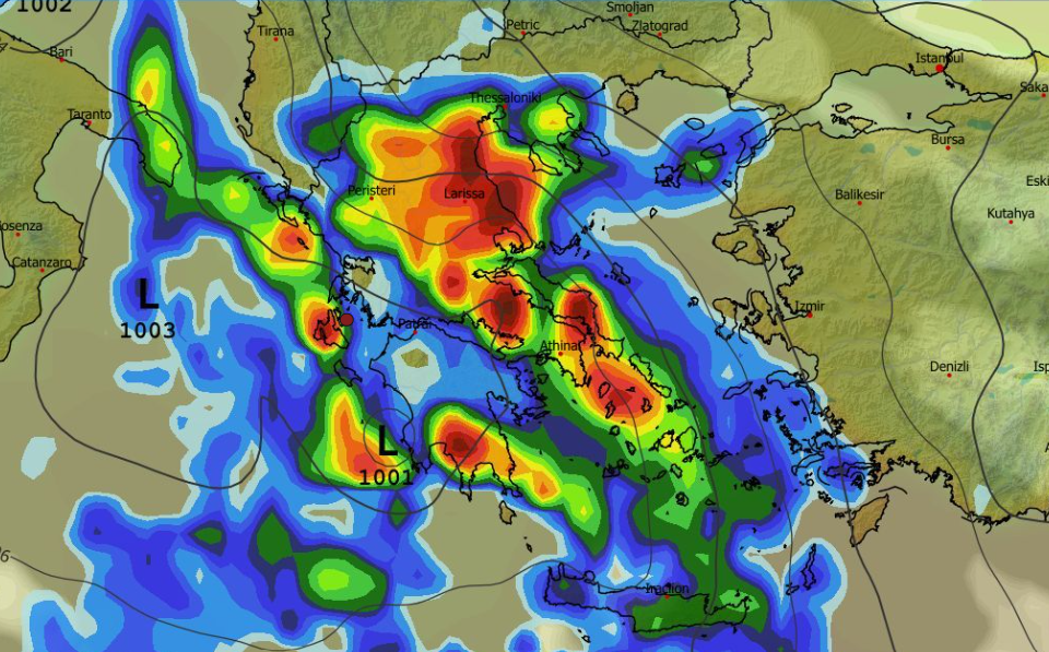 Καιρός 2-12: Ενισχύει την κακοκαιρία το GFS - Πρωινά δεδομένα Τρίτης (Vid)