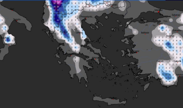 Καιρός 31-12: Ο χάρτης χιονοκάλυψης της Ελλάδας έως 15 Γενάρη (vid)