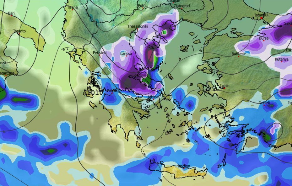 Καιρός Πρωτοχρονιά: Χιονιάς – εξπρές από το GFS την παραμονή (vid)