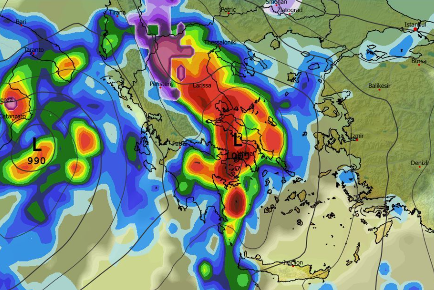 Καιρός 29-1: Νέα δεδομένα GFS – Ισχυρές καταιγίδες την Κυριακή, διατηρεί τα χιόνια (vid)