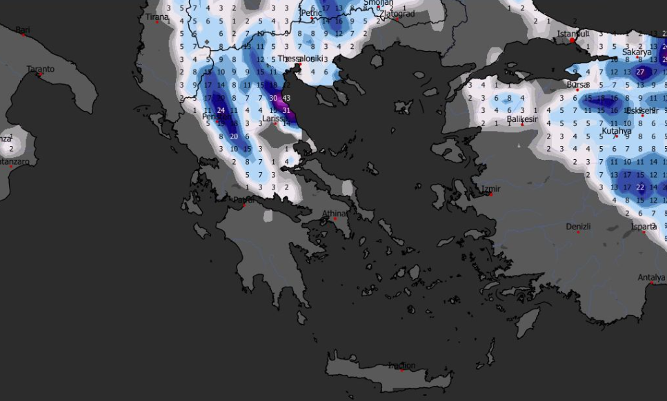Καιρός 13-1: Χάρτης χιονοκάλυψης GFS – Ενδιαφέρουσα η προοπτική (vid)