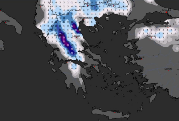 Καιρός 14-1: Πρωινά δεδομένα GFS – Χάρτης χιονοκάλυψης με ενδιαφέρον…