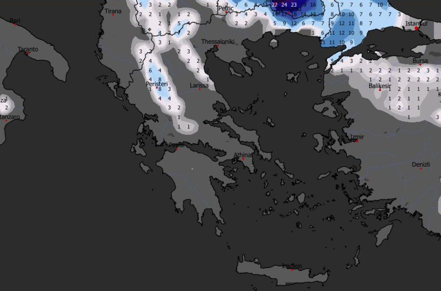 Καιρός 31-1: Πού θα χιονίσει τις επόμενες ώρες – Χάρτης χιονοκάλυψης GFS (vid)